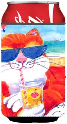 Caroline's Treasures 6118CC Стръмен Котка в Слънчеви Очила на плажа, Обнимающий Буркан или бутилка, Обнимающий ръкав-по-хладни, Може да се Пере в машина, Обнимающий Ръкав за напи