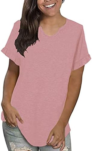 Ризи с дълъг ръкав за жени, Дамски Годишна Секси Однотонная Тениска с Волани и Къси ръкави, в структурата на Женските Тениски Свободно Намаляване на
