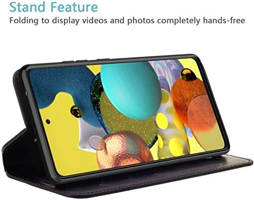 Калъф Galaxy Wireless за Samsung Galaxy A71 5G Case За Момичета И Жени, Лъскав Кожен Портфейл, джоб За телефон [Стойка], Защитен калъф - Черен