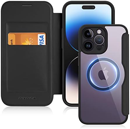 Калъф DUX DUCIS за iPhone 14 Pro Max, една чанта-портфейл, който е съвместим с Magsafe, устойчив на удари Напълно Защитен калъф-портфейл с панти капак-фолио и слот за карти с RFID закл?