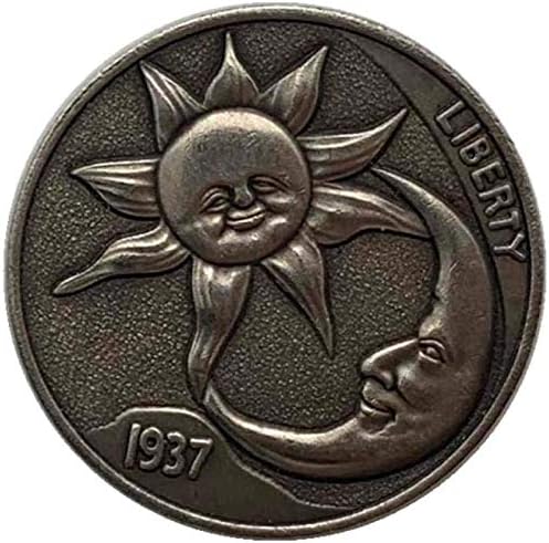 LWXCX 1937 Американски Скитащи Бог на Слънцето и Луната Латунная Копие на Стари Монети-Стара Сребърна Възпоменателна