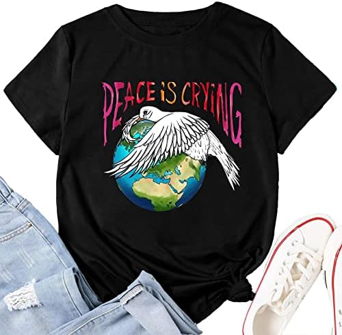 NOKMOPO/ Дамски Тениски Големи Размери, Мода Лято Свободна Тениска С кръгло деколте и къси ръкави