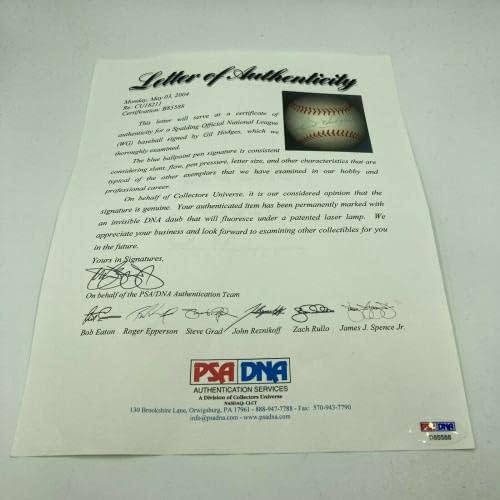 Красив Сингъл Джила Ходжеса С Автограф от Официалния Представител на Националната лига Бейзбол PSA DNA COA - Бейзболни