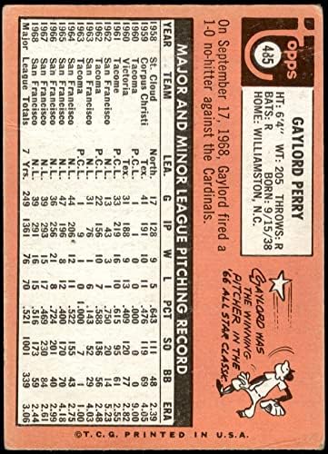 1969 Topps # 485 ИН Гейлорд Пери Сан Франциско Джайентс (Бейзболна картичка) (Пери жълти букви) ПРЕКРАСНИ Джайънтс