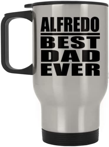 Designsify Alfredo най-Добрият татко На света, Сребърен Пътна Чаша 14 грама, на Изолиран Чаша от Неръждаема Стомана,