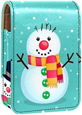 Сладък коледен Калъф за червило във формата на Снежен човек, Кутия за Червило, Държач с Огледало за Портфейла, 9,5x2x7