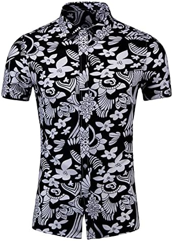 2023 Нова Лятна Мъжка Тънка Риза с къс Ръкав и Принтом, Големи Размери, Модни и Ежедневни Плажна Риза От Полиестер За