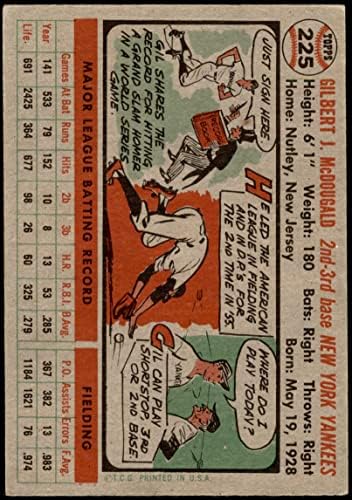 1956 Topps # 225 Гил МаКдугалд Ню Йорк Янкис (Бейзболна картичка) БИВШ Янкис