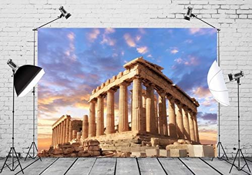 BELECO 8x6ft Текстилен Древногръцки Фон за снимки Храма на Партенона в Акрополе в Атина, Гърция, Фонове за Митология, Вечерни Аксесоари, Украси за Партита, Гърция, Фон за ?