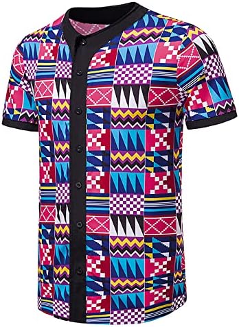 WENKOMG1 Мъжка Тениска с африканските принтом, Пролетно-Летни Блузи, Външни дрехи Ризи с Къс ръкав, Свободни Спортни