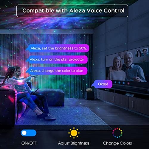 Умен звезден проектор GreatPro, WiFi led проектор Galaxy, с 16 милиона цвята / е Съвместим с Alexa и Google / Таймер/