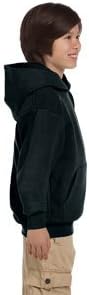 Качулка пуловера Hanes Youth 78 грама EcoSmart 50/50 - Черен - M - (Стил P473 - Оригинален стикер)