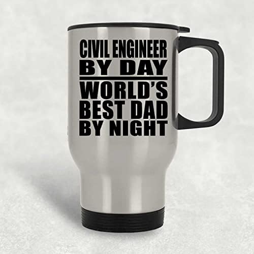 Designsify Инженер-строител на Ден, най-Добрият Баща В света е през Нощта, Сребърен Пътна Чаша 14 грама, на Изолиран