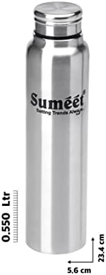 Sumeet Тънка Запечатани бутилка за вода от неръждаема стомана / Бутилка за хладилник - 550 мл - Опаковка от 4 броя