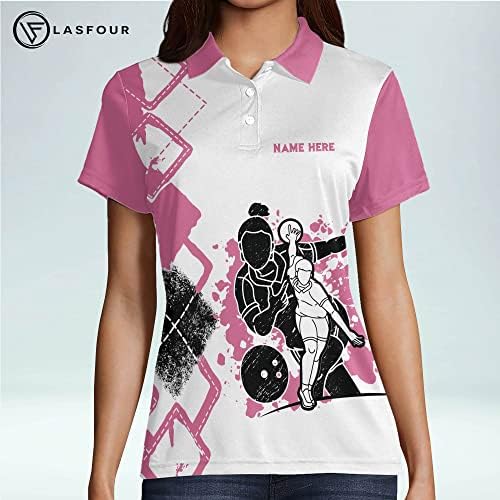 LASFOUR Персонални 3D Peace Love Bowling Вратовръзка Боядисват Сладки Риза за Боулинг за Жени, Подарък за любителите