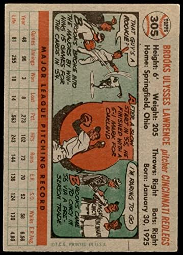 1956 Topps 305 Брукс Лорънс Синсинати Редс (Бейзболна картичка) EX/MT Maya