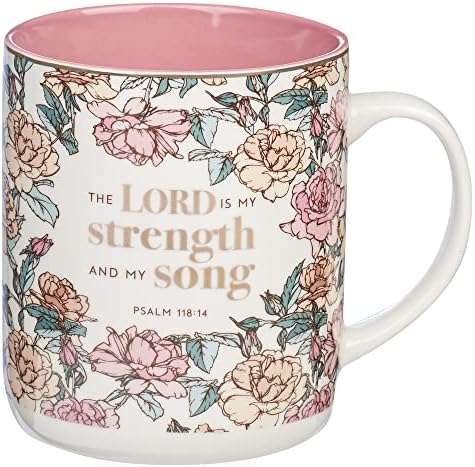 Керамични Кафеена чаша Christian Art Gifts за жени: Моята сила и Моята песен - Вдъхновяващи Библейски стих от Псалм 118:14,