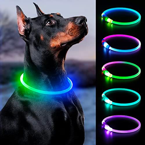Bpawser Light Up Нашийници за Кучета Led Нашийник за кучета 1 Брой USB Акумулаторна TPU Светещи Основни Греди за Кучета за Големи Средни Малки Кучета (оранжеви)