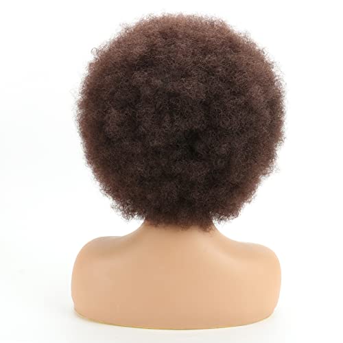 Буйни Афро-перука за черни жени, Светло-кафяви на Афро-Перуки на 70-те години на миналия век с Големи Еластични и Меки Естествени коси, по-Кратък от афро-Извратени Син
