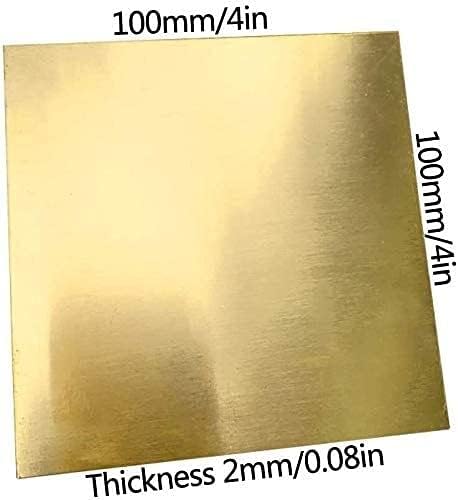 YIWANGO Меден лист фолио, Месинг Лист с Дебелина 2 мм, за обработка на метали Занаят САМ, Различни спецификации Месингови плочи Медни Листа (Размер: 100x150 мм)