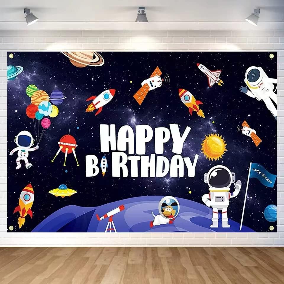 Космически Фон честит Рожден Ден, Банер за детски Рожден Ден, 5x3 фута Космически Фон за Снимки на рожден Ден, идеален за декорация парти