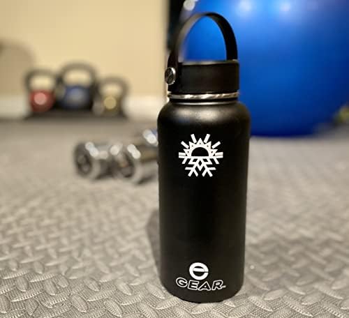 Бутилка за вода Enthusiast Gear с широко гърло - Множество бутилка за вода от неръждаема стомана с вакуумна изолация и гъвкава дръжка (32 унции, черен)