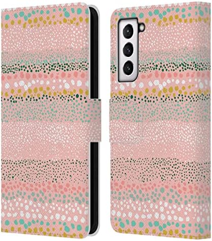 Дизайн на своята практика за главата Официално Лицензиран Ninola Pink Dots Patterns 2 Кожен Калъф-книжка-джобен формат и е Съвместим с Samsung Galaxy S21 FE 5G