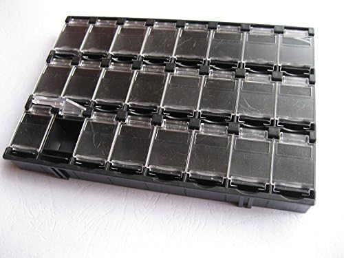YIDE 8 бр. Мини-кутия за съхранение на SMD електронни компоненти SMT 24 (38) решетка/блокове T-156 156x105x18 мм, черен
