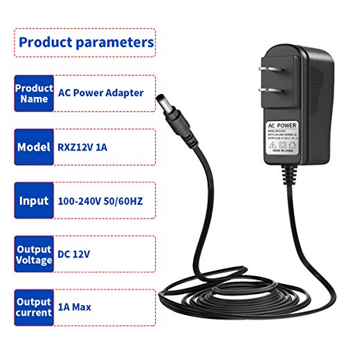 Адаптер на захранване dc 12V 1A за IP/камери, Изход DC 12V 1000mA, Вход AC 100V-240V, 50/60 Hz, штепсельная вилица САЩ, 10-в подножието на захранващия кабел с AC-DC (черен)