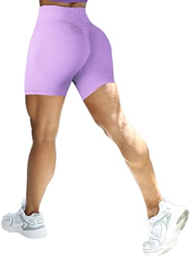 Дамски къси панталони AEEZO с висока Талия, Безшевни Байкерские къси Панталони с ластик, Спортни Панталони за Йога, Подтягивающие