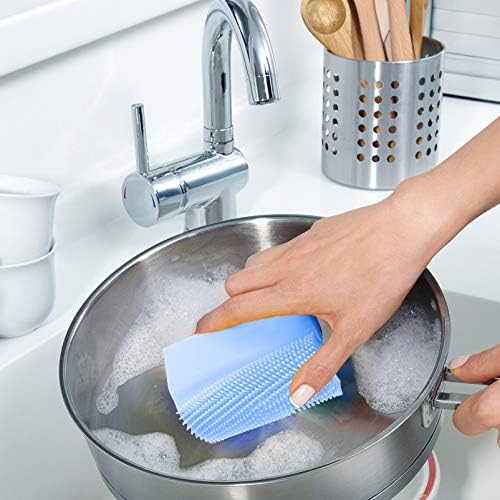 Гъба за почистване на Hemoton Силиконовата Четка За Почистване на Кухня -удобна Четка За миене на Чаши, Гъба Универсален