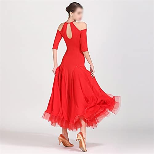 ZYZMH с буйни дизайн от прежди с къс ръкав, Женствена рокля за латино танци, модерен Дамски дрехи за латино танци (Цвят: