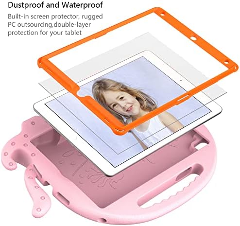 Калъф за таблет Детски калъф за iPad 10,2 (2021/2019) с дръжка-броня |Защитна стойка за деца на Калъф за таблет Eva устойчив на удари Лек Защитен tablet PC със защита от падане (Розо