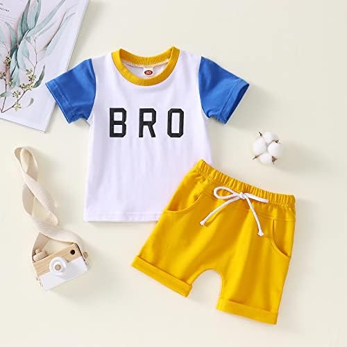 CM C & M WODRO/ Летни дрехи за малки момчета, Комплект от 2 теми, Тениска с къс ръкав и писмото принтом, Най-Обикновена