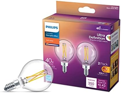 Led крушка Philips Ultra Definition с регулируема яркост без трептене, технологията Eye Comfort, Лампа от мек бял прозрачно