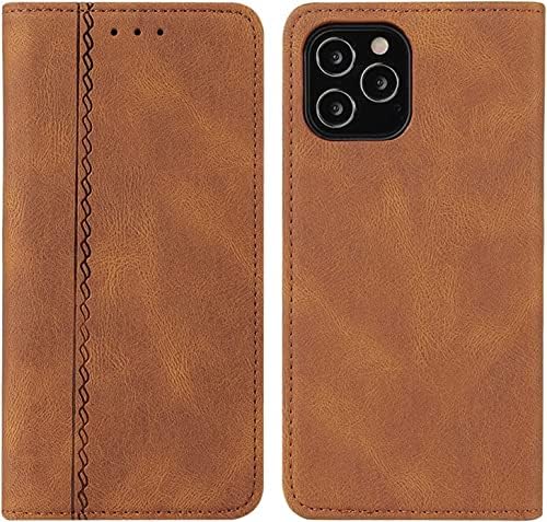 Калъф KOSSMA за iPhone 14/14 Plus/14 Pro/14 Pro Max, Ретро чанта-портфейл от изкуствена кожа с отделение за карти, подложки за магнитна закопчалка, Панти калъф-за награда (Цвят: кафяв р
