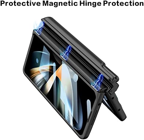 TDTOK за Samsung Galaxy Z Fold 3 Калъф с каишка на китката, Защитно фолио за екран, слот за писалка и Шарнирная защита,