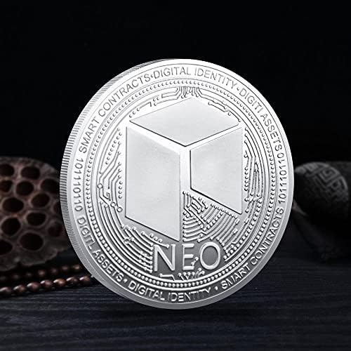 Възпоменателна монета сребърно покритие Монета Цифров Виртуална Монета НЕО Coin Криптовалюта 2021 са подбрани Монета Ограничена серия с Защитен Калъф