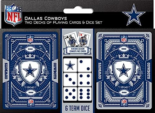 Ден на игра MasterPieces - NFL Dallas Cowboys 2-Pack Игра на карти и зарове - Официално лицензиран определени за възрастни