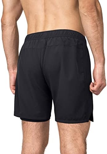 Мъжки спортни къси панталони Zilpu, Леки Мъжки Спортни шорти за тренировки, 2 в 1 с джоб с цип - Дължина по вътрешния