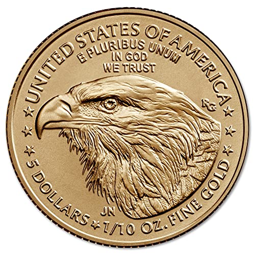 2023 Монета в златни кюлчета American Eagle тегло 1/10 унция, Лъскава, без да се прибягва, със сертификат за автентичност