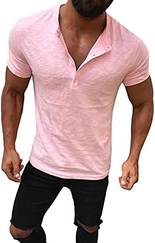 Maiyifu-GJ Мъжки Ежедневни Основни Модни Тениски С Лента Отпред, с Къс ръкав, Леки Памучни Блузи С V-образно деколте