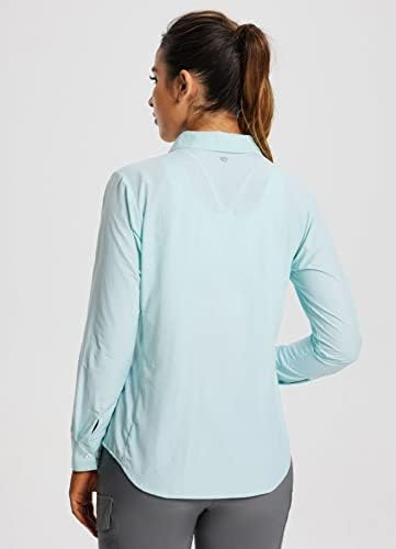 BALEAF Дамски Ризи с дълъг ръкав За Разходки, Бързосъхнеща Тениска с защита От Слънцето UPF 50 +, Найлон Дишаща Тениска