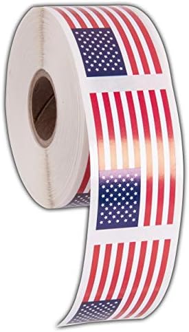 Етикети с американския флаг, Знамена на САЩ - 500 броя В ролка - Патриотични етикети на 1.25 X 2,125 от Kenco (1 опаковка)
