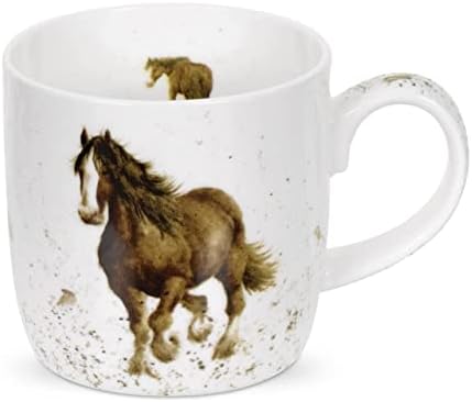 Royal Worcester Wrendale Designs Gigi Horse Mug | Голяма чаена чаша с тегло 14 грама с изображение на кон | е Изработена