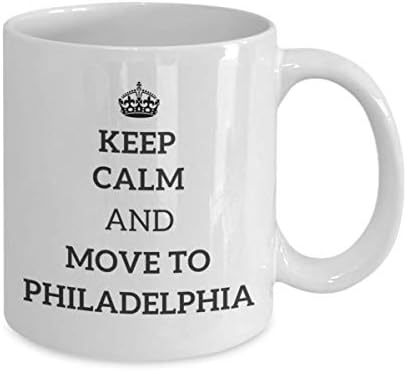 Запазете спокойствие и Переезжайте Във Филаделфия Чаша Чай Пътник Подарък за Колега, Приятел на Чаша За Пътуване От Пенсилвания