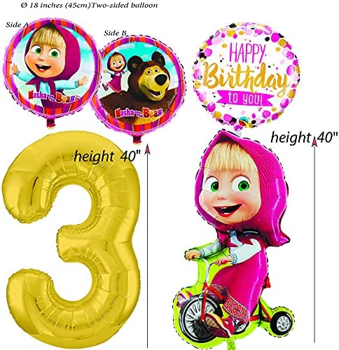 Комплект цветни балони на рожден ден на 3 години Маша и Bear Маша и ел Cca