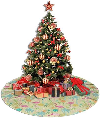 LVeShop Лятна Пола за Коледната Елха с Фламинго, Луксозна Кръгла Подложка За вътрешна и Външна Употреба, Празнични Украси
