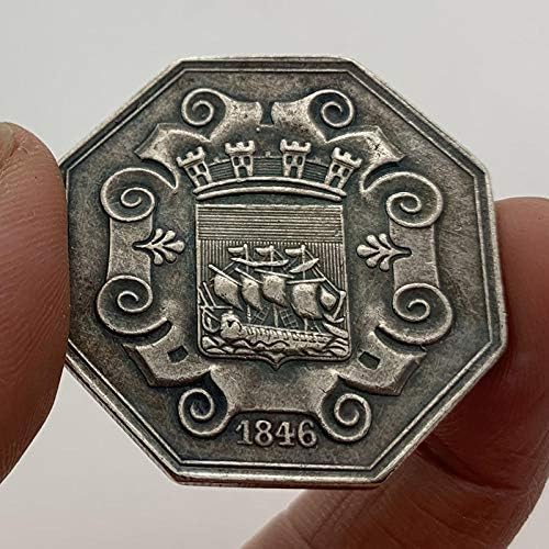 1846 Френска Осмоъгълна Плаване с Лодка Във Формата на Чужденец Любима Монета Възпоменателна Монета сребърно покритие