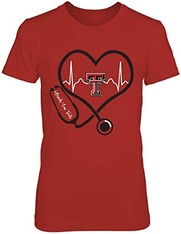 Майк FanPrint Texas Tech Red Похитителите На Бретелях - Медицинска Сестра - Сърцебиене С Помощта На Стетоскопа